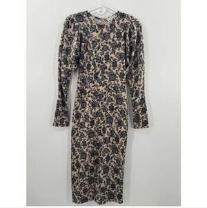 NWT Moon River Floral Long Puff Sleeve Dress